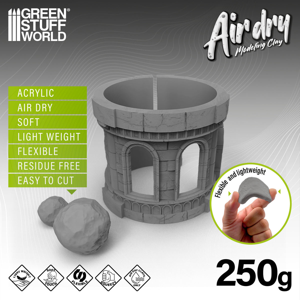 Air Dry Foam Clay 250gr. - Grau