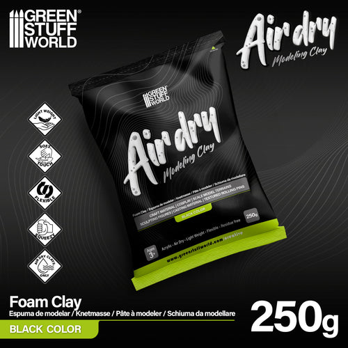 Air Dry Foam Clay 250gr. - Schwarz