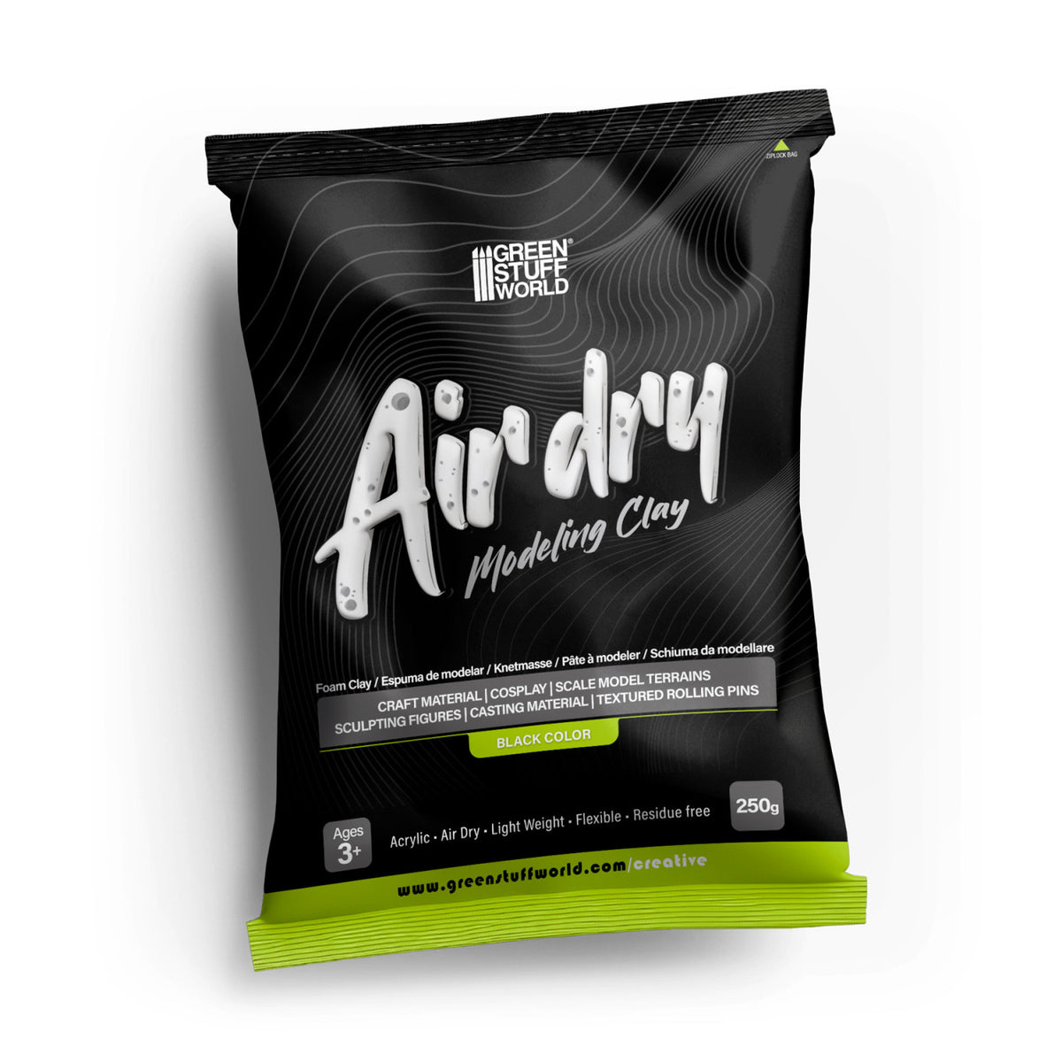Air Dry Foam Clay 250gr. - Schwarz