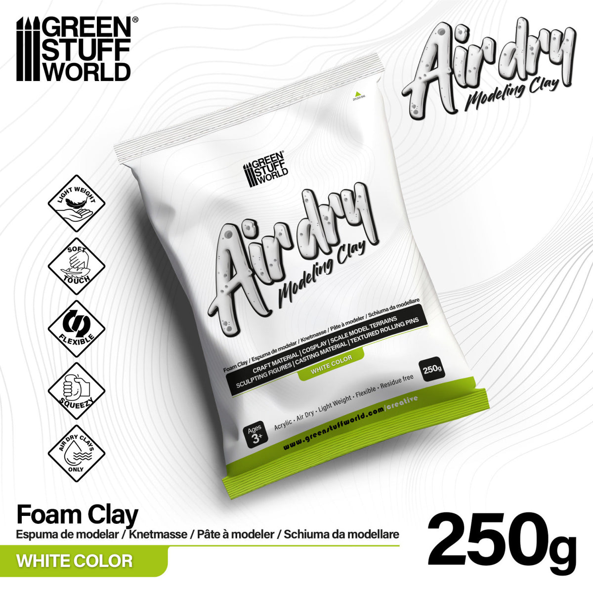 Air Dry Foam Clay 250gr. - Weiß