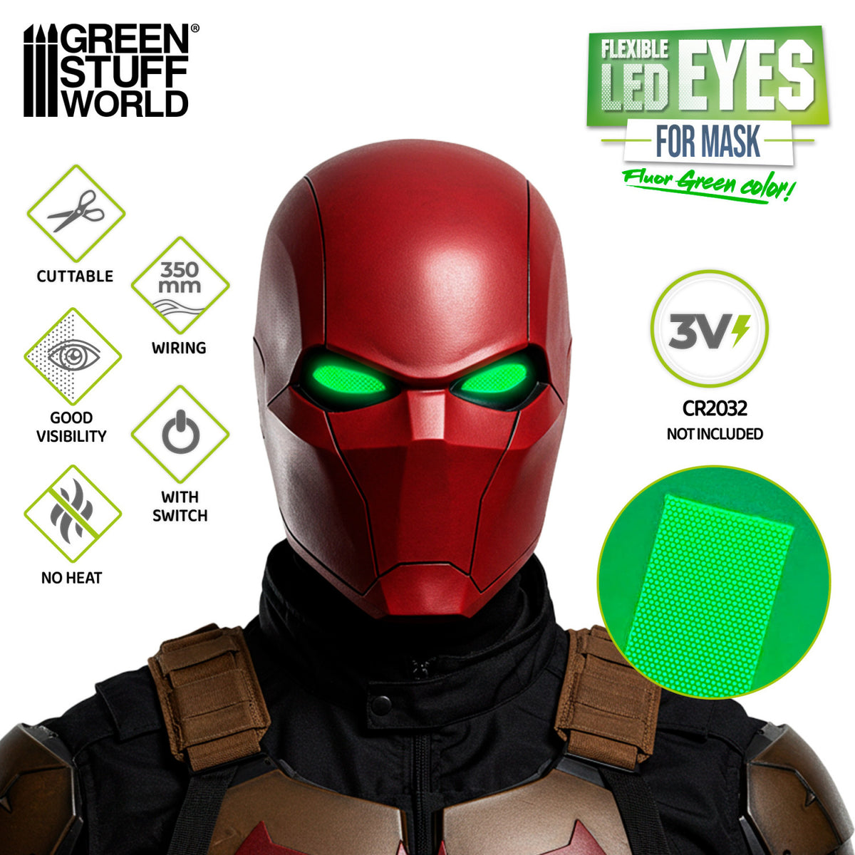 Flexible LED-Augen für Masken – Grün
