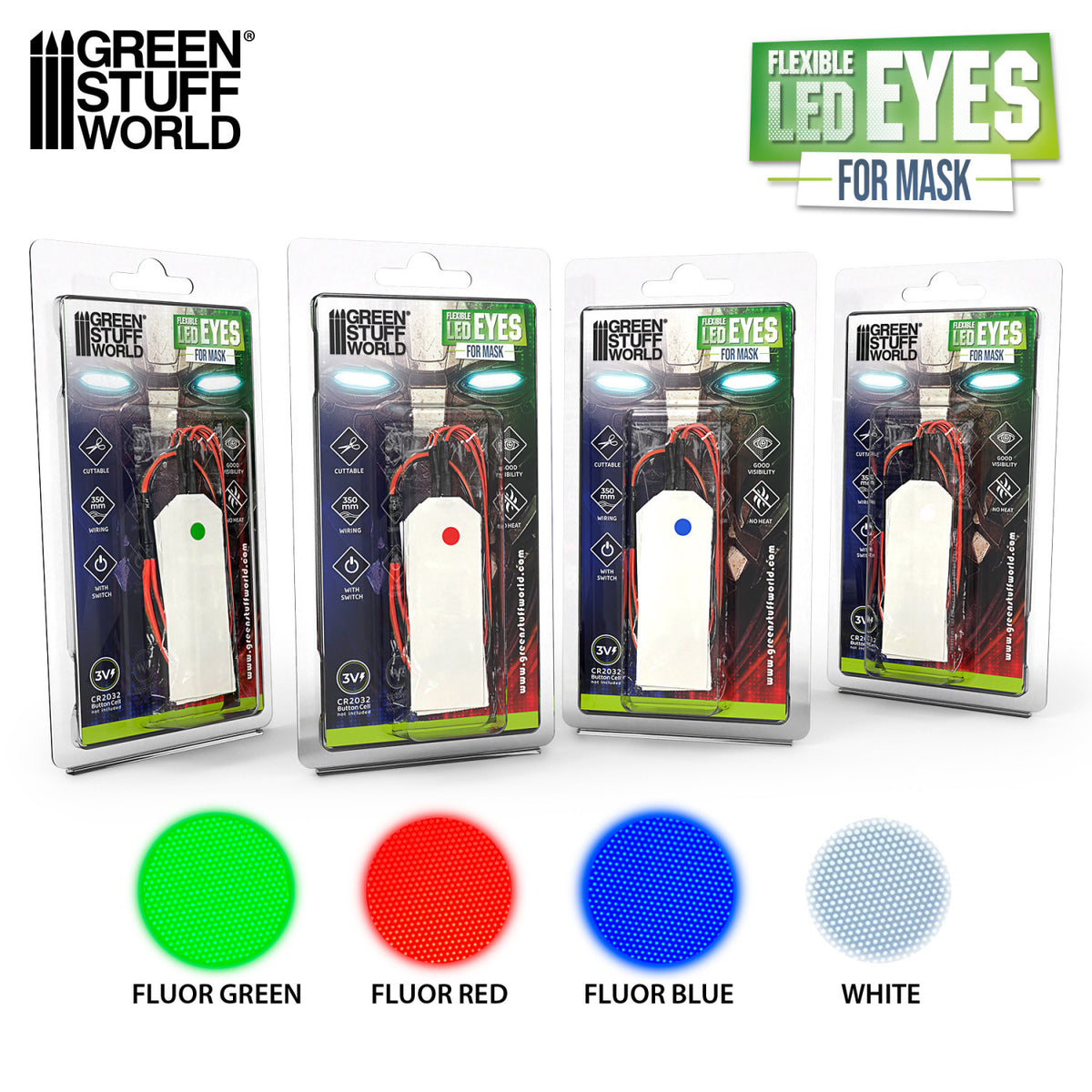Flexible LED-Augen für Masken – Grün